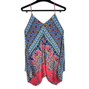 Silvergate Vintage Y2K Colorful Spaghetti Strap Handkerchief Hem Dress Size M